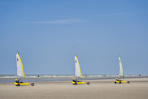 Beach sailors on the beach of De Panne