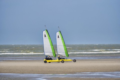 Beach sailors on the beach of De Panne