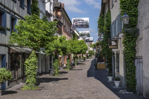 Seestraße as a pedestrian zone in the old town of Radolfzell on Lake Constance