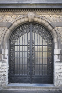 Old wrought iron door in the old town of Veurne