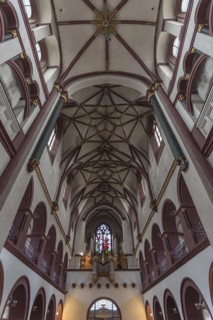 Ceiling vault with organ loft of the Church of Our Dear Lady