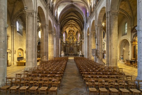 Interior of St John's Cathedral in Besancon