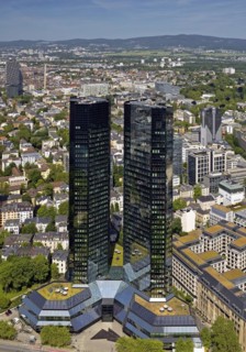 Deutsche Bank's twin towers seen from the MainTower