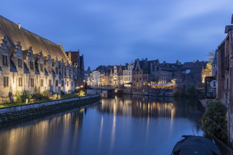 Historic buildings on the Leie