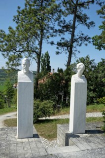 Marble herms showing Max Klinger and his woman Gertrud