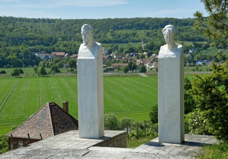 Marble herms showing Max Klinger and his woman Gertrud