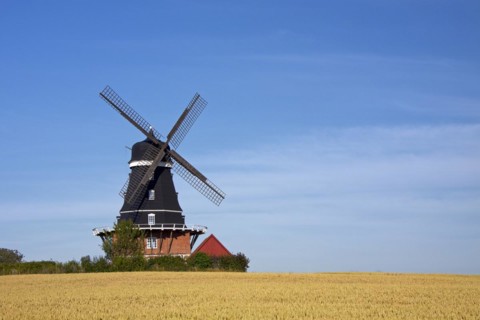 Traditional windmill in field at Krageholm