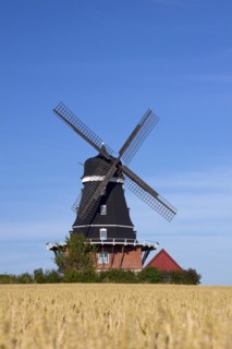 Traditional windmill in field at Krageholm