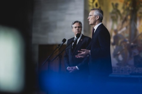 (R-L) Jens Stoltenberg, Secretary General of NATO, and Antony Blinken, Secretary of State of the