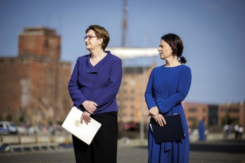 (R-L) Annalena Bärbock, Federal Minister for Foreign Affairs, and Klara Geywitz, Federal Minister