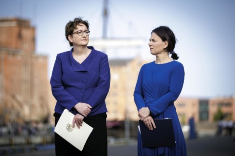 (R-L) Annalena Bärbock, Federal Minister for Foreign Affairs, and Klara Geywitz, Federal Minister
