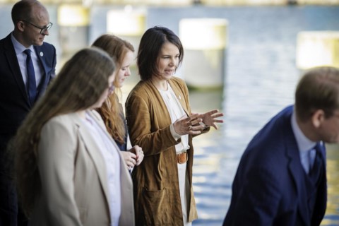 The Foreign Ministers of the Council of the Baltic Sea States appear for a family photo in Wismar