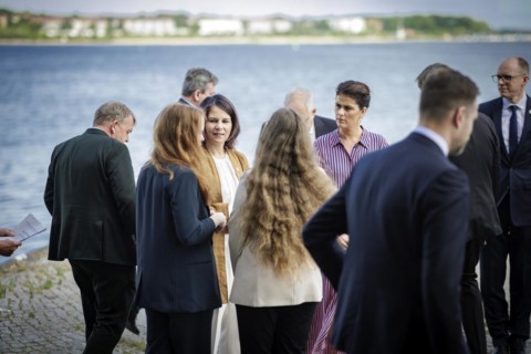 The Foreign Ministers of the Council of the Baltic Sea States appear for a family photo in Wismar