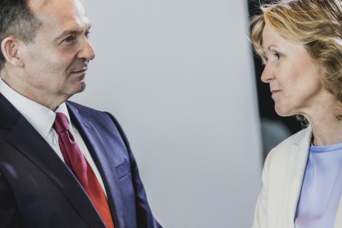 (L-R) Volker Wissing (FDP), Federal Minister of Transport and Digital Affairs, and Steffi Lemke