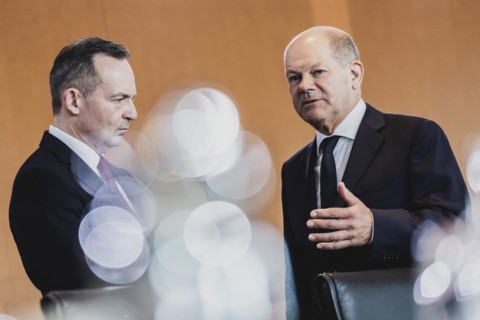 (R-L) Olaf Scholz (SPD), Federal Chancellor, and Volker Wissing (FDP), Federal Minister of