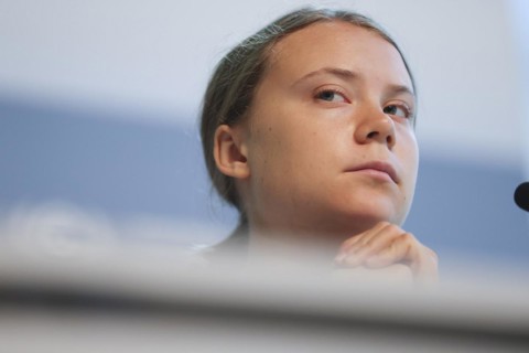 Greta Thunberg at a press conference at the COP in Bonn