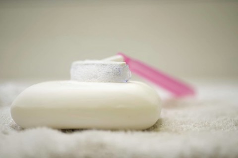 Soap and Razor in Bathroom