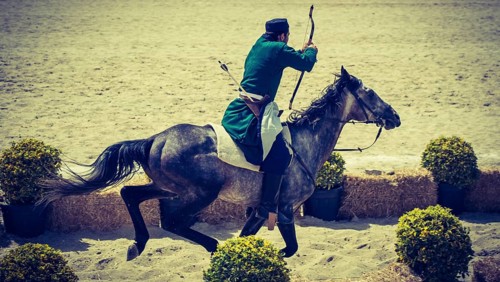 Ottoman archer riding and shooting on horseback