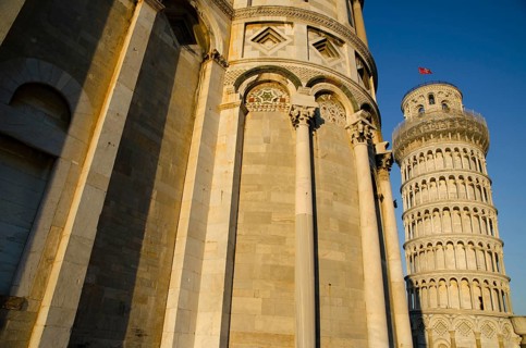 Leaning Pisa Tower and Church in Tuscany