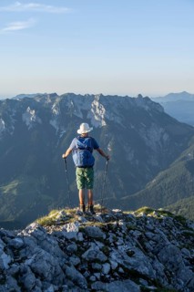 Mountaineer on a ridge path