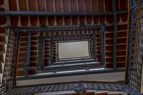 Spiral Staircase From Directly Below in Italy