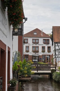 Old town of Annweiler with the small river Queich