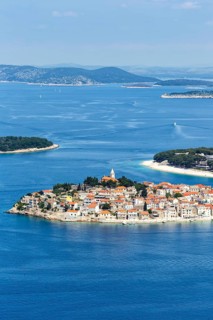 Primosten town on a peninsula in the Mediterranean Sea Holidays in Primosten