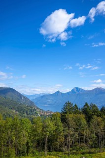 Panoramic View over Menaggio Village and Lake Como with Mountain in Lombardy