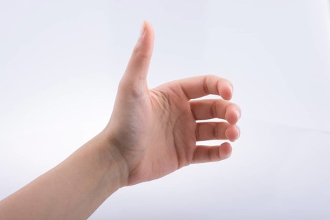 Hand holding on a white background