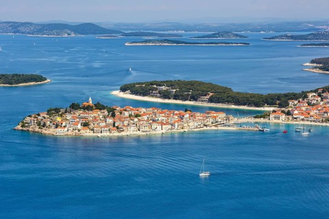 Primosten town on a peninsula in the Mediterranean Sea Holidays in Primosten