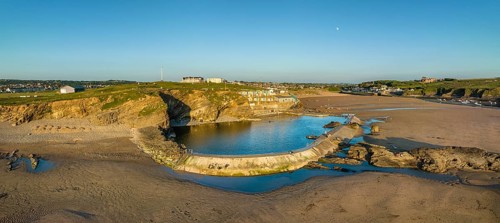 Aerial panorama of the Bude Seapool