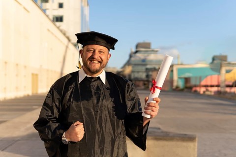 Man recent graduated