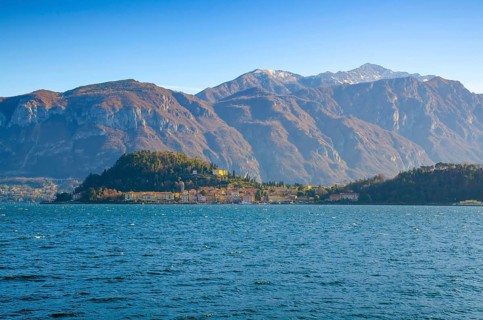 Village Bellagio on Lake Como with Mountain in Lombardy