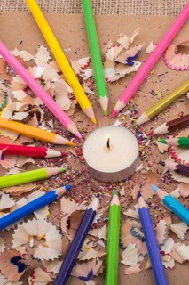 Colorful candle stick of three
