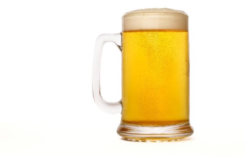 Fresh beer mug isolated on white background