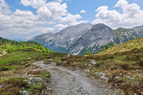 Hiking trail with view of the Weisseck