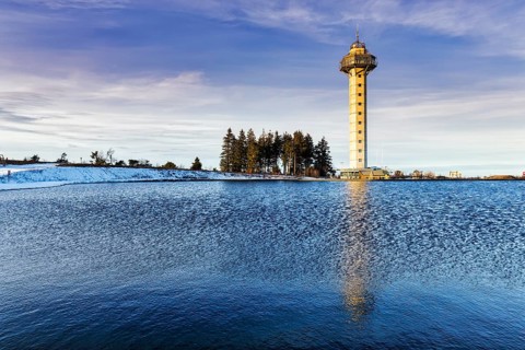 Ettelsberg lake with high heath tower