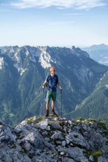 Mountaineer on a ridge path