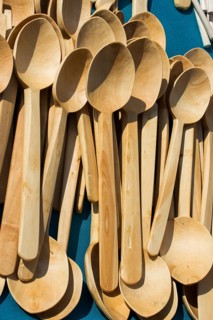 Dozens of soup spoon or tablespoon made of wood
