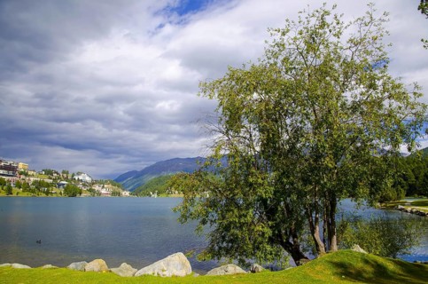 St Moritz Alpine Lake and Mountain in Grisons