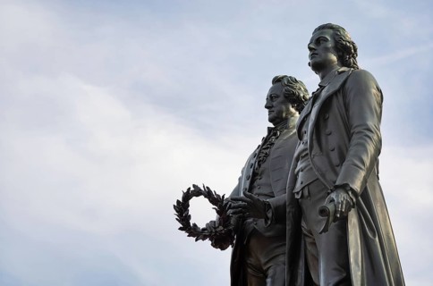 Double statue Goethe-Schiller monument by Ernst Rietschel