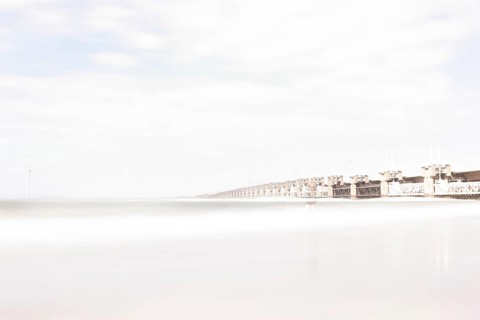 High-key image of the Oosterscheldes Barrage