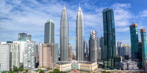 Petronas Twin Towers Skyscrapers KLCC Skyline Panorama of Kuala Lumpur