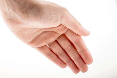 Hand holding on a white background
