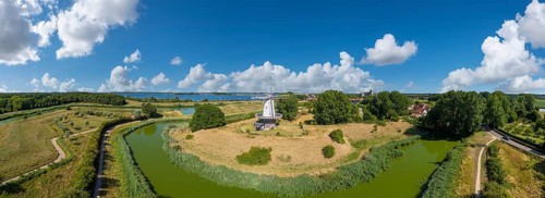 Aerial view with the windmill De Koe