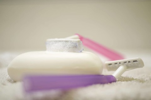Soap and razor in bathroom