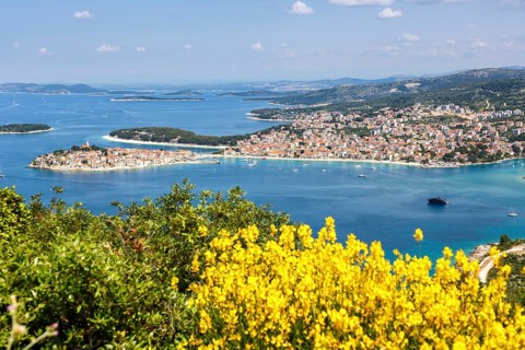 Primosten town on a peninsula in the Mediterranean Sea Holidays in Primosten