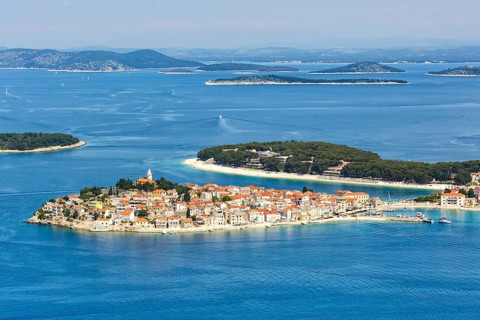 Primosten town on a peninsula in the Mediterranean Sea Holidays in Primosten