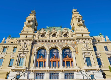 Casino with Clear Blue Sky in a Sunny Day in Cote d'azur in Monte Carlo