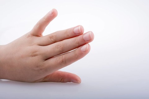 Hand holding on a white background